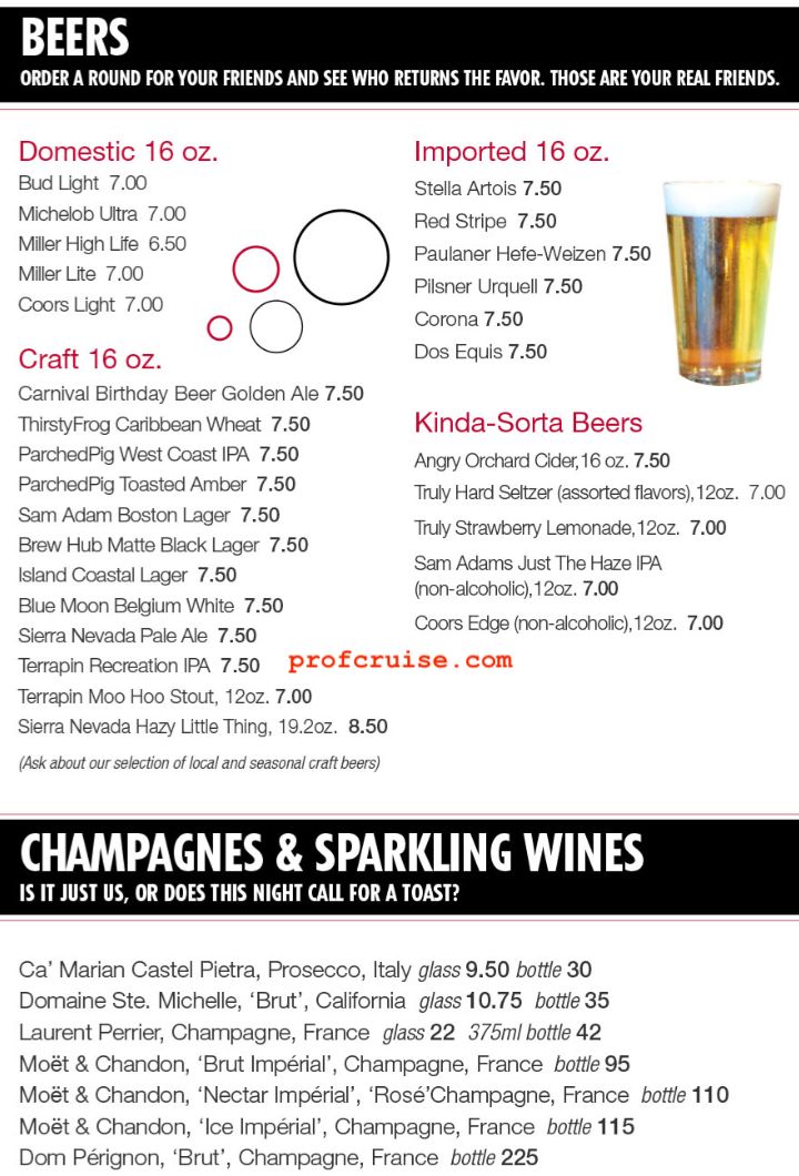 Carnival Drinks Menu And Prices Revealed! - CruiseOverload