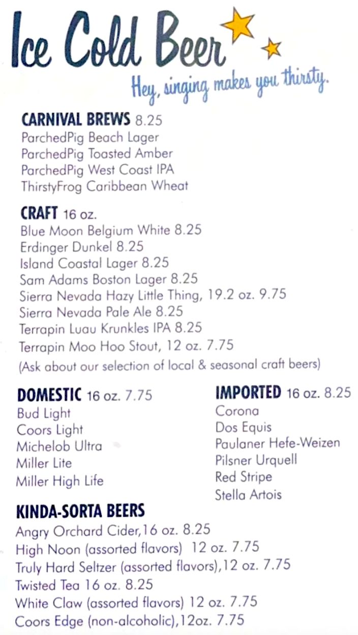 Carnival Drinks Menu And Prices Revealed! - CruiseOverload
