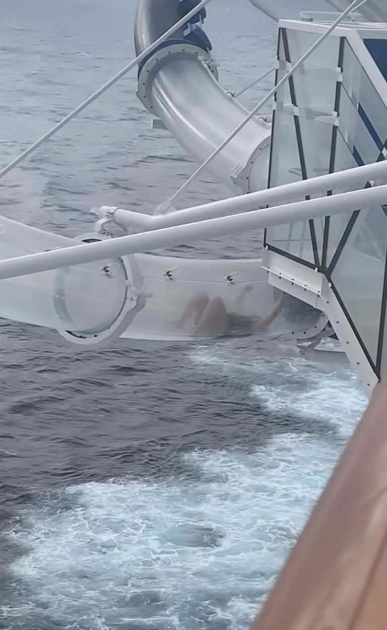 Viral Video Shows Cruise Passenger Trapped Mid-Slide Over the Ocean – “My Worst Nightmare”