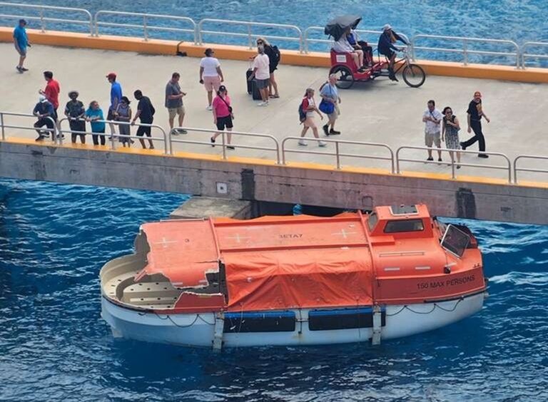 Carnival Dream Lifeboat Breaks Loose and Crashes Into Water in Cozumel